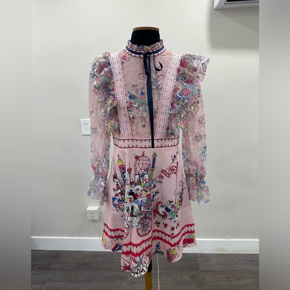Pink dress chinesse print
